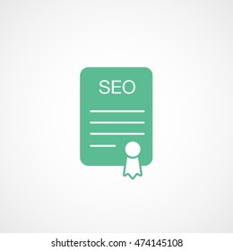 SEO Certificate Green Flat Icon On White Background