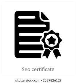 Seo Certificate and validation icon concept