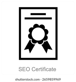 SEO Certificado ícone vetorial design conceito