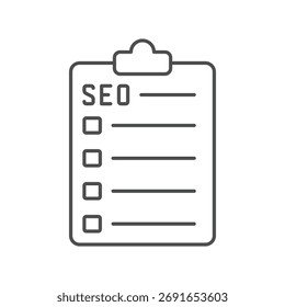 SEO Checklist thinline icon , vector, pixel perfect, illustrator file 
