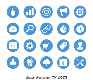 SEO circular icons set
