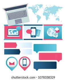 SEO color flat vector design elements. Infographic set.