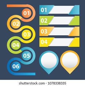 SEO color flat vector design elements. Infographic set.