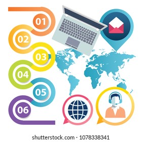 SEO color flat vector design elements. Infographic set.