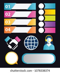 SEO color flat vector design elements. Infographic set.