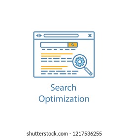 SEO color icon. Search engine optimization. Website ranking. SEO marketing. Web browser. Searching results. Isolated vector illustration
