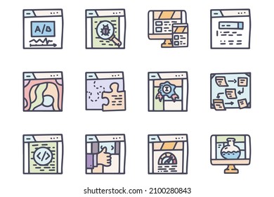 SEO color vector doodle simple icon set
