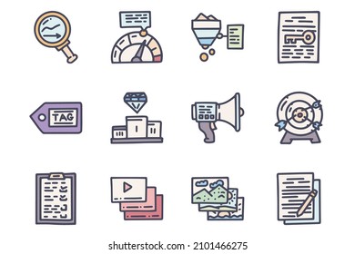 conjunto de iconos simples del vector de color SEO