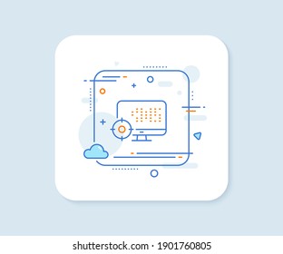 Seo computer line icon. Abstract square vector button. Search engine optimization sign. Target symbol. Seo line icon. Quality concept badge. Vector