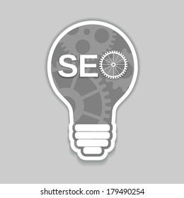 a seo concept with bulb and gears
