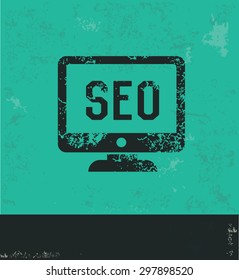 SEO concept design on green background,grunge vector