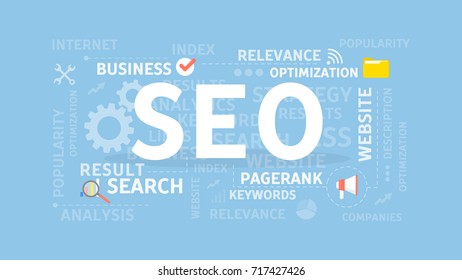 SEO concept illustration. Idea of optimization, browser and sites.