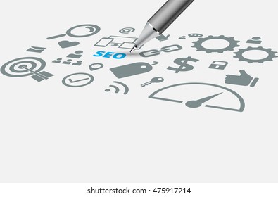 Seo concept with pen