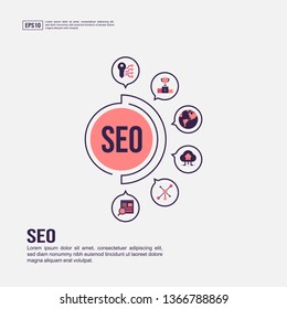 Seo concept for presentation, promotion, social media marketing, and advertising. Minimalist Seo infographic with flat icon