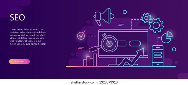 SEO Concept for web page, banner, presentation, social media, documents, cards, posters. Vector illustration
