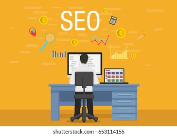 SEO conceptual developer Web Banners in Flat Style