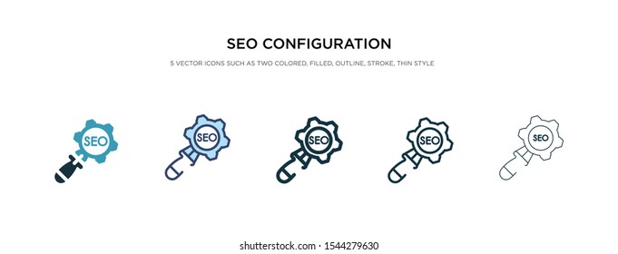 seo configuration icon in different style vector illustration. two colored and black seo configuration vector icons designed in filled, outline, line and stroke style can be used for web, mobile, ui