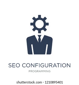 Seo Configuration icon. Trendy flat vector Seo Configuration icon on white background from Programming collection, vector illustration can be use for web and mobile, eps10