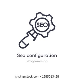 seo configuration outline icon. isolated line vector illustration from programming collection. editable thin stroke seo configuration icon on white background