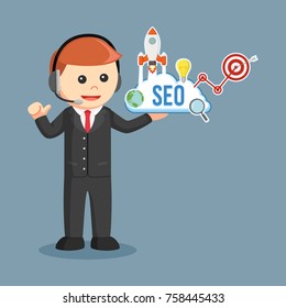 SEO Consultant man with SEO cloud
