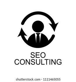 seo consulting icon. Element of seo and development icon with name for mobile concept and web apps. Detailed seo consulting icon can be used for web and mobile on white background