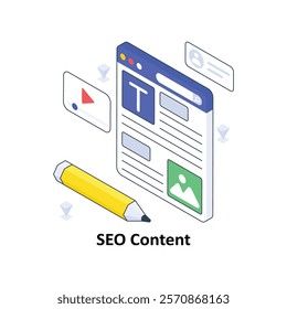 SEO Content isometric Colored illustration. EPS File stock illustration
