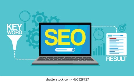 Seo Content Marketing Strategy Concept Search Engine Vector