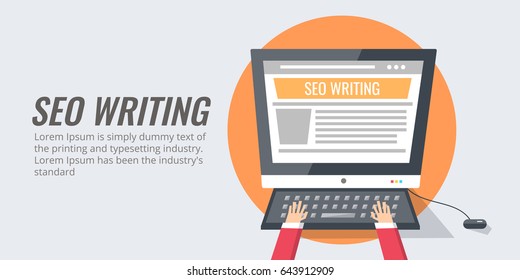 Seo Copy Writing, Content Creation, And Marketing Flat Style Modern Vector Banner