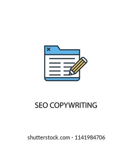 SEO copywriting concept 2 colored line icon. Simple yellow and blue element illustration. SEO copywriting concept outline symbol design from Online business set