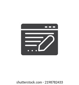 SEO copywriting vector icon. filled flat sign for mobile concept and web design. Content write glyph icon. Symbol, logo illustration. Vector graphics