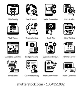 
Seo and Customer Feedback Solid Icons 