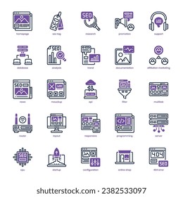 Seo dan Website icon pack for your website design, logo, app, and user interface. Seo dan Website icon dual tone design. Vector graphics illustration and editable stroke.