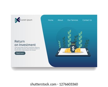 SEO data analytic, spreadsheet on screen. business finance analysis audit with graphs charts. Return on investment ROI concept. increase profit stretching rising up. flat style web landing page