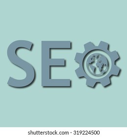 SEO design logo template. icon setting and a worldwide network