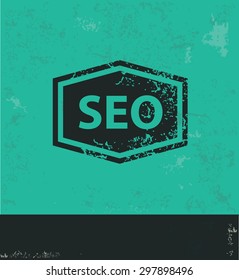 SEO design on green background,grunge vector