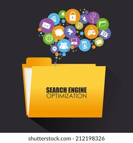 SEO design over black background, vector illustration