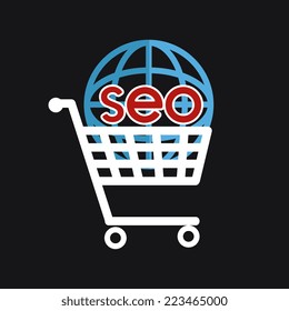 SEO design over black background, vector illustration 