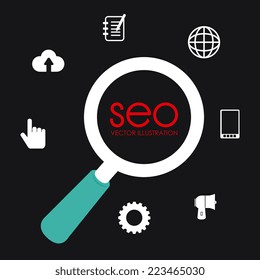 SEO design over black background, vector illustration 