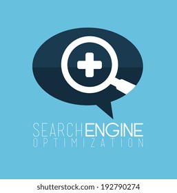 SEO design over blue background, vector illustration