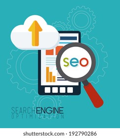 SEO design over blue background, vector illustration