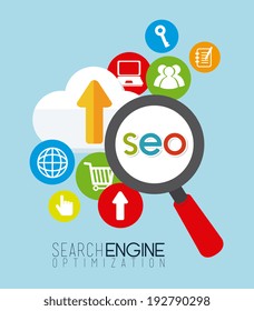 SEO design over blue background, vector illustration