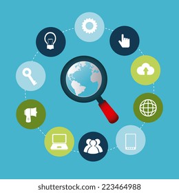 SEO design over blue background, vector illustration 