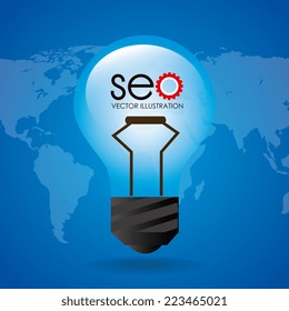 SEO design over blue background, vector illustration 