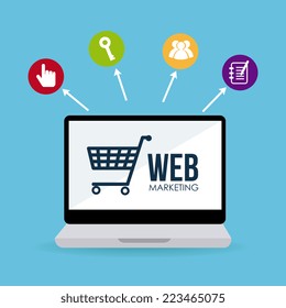 SEO design over blue background, vector illustration 