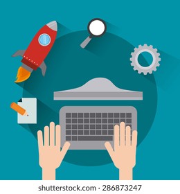 SEO design over blue background, vector illustration.