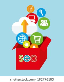 SEO design overblue   background, vector illustration