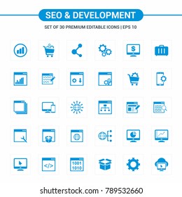 Seo and Developement blue icons Seo and Developement blue icons