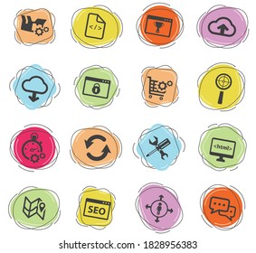 SEO and development color vector icons for web and user interface