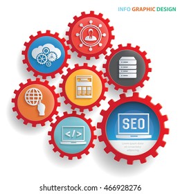 
SEO development concept design,gear info graphic,vector