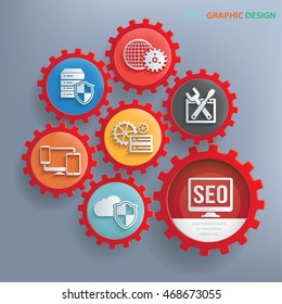 
SEO development concept design,gear info graphic,vector